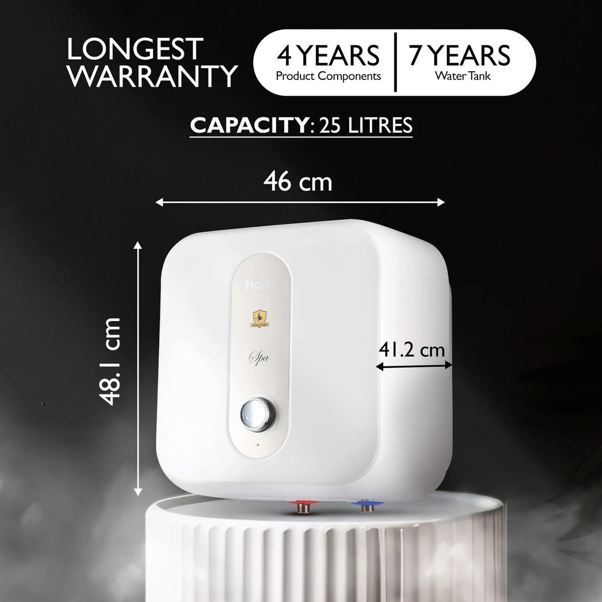 Haier ES25V-S1W 25L Storage Water Heater | 5 Star, 8 Bar, Shock Proof, White