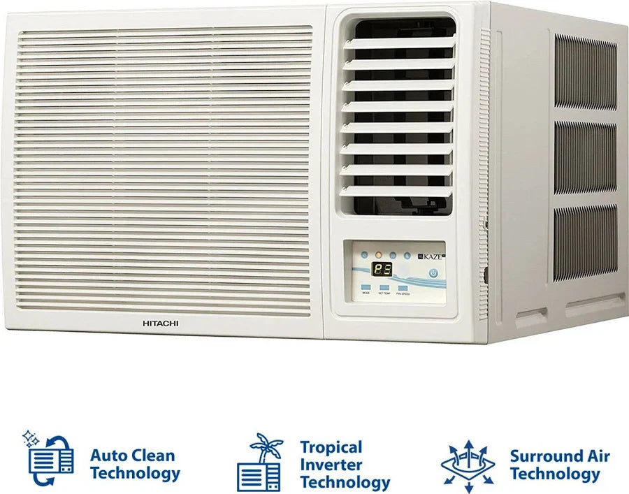Hitachi 1.5 Ton 3 Star Window AC | Fixed Speed | Kaze Plus Series | Efficient Cooling | RAW318HIDO 2026 Series