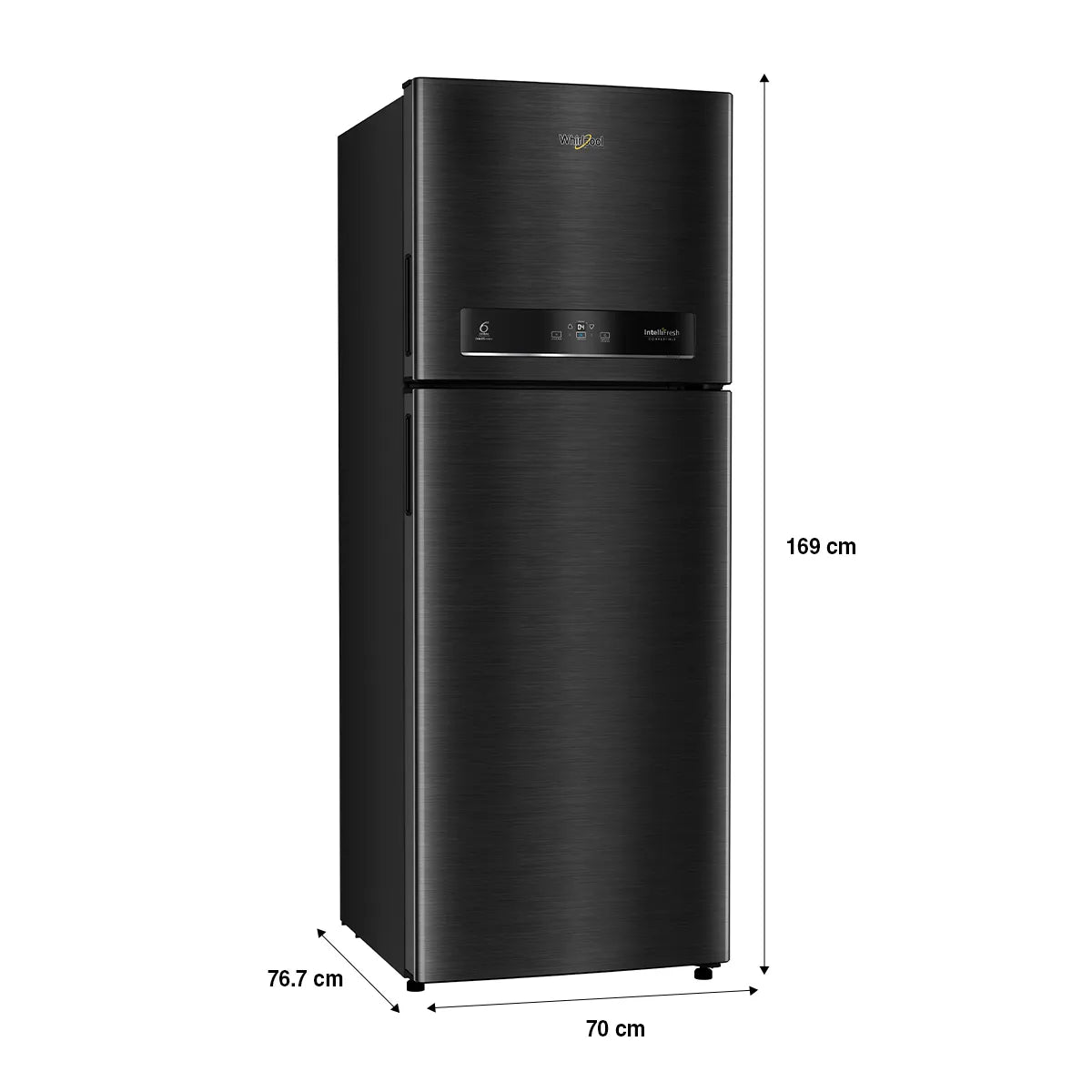 Whirlpool Intellifresh Pro 411L Convertible Refrigerator 1 Star Frost Free Double Door Smart Inverter Gravity Black Large Capacity Fridge