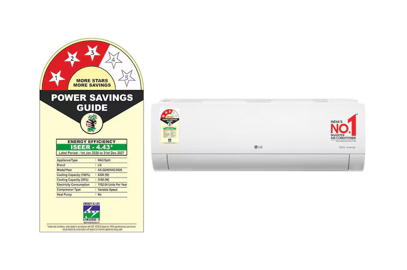 **LG 2.0 Ton 3 Star AI Convertible Split AC with 6-in-1 Cooling, Gold Fin+, Viraat Mode & Diet Mode+ (AS-Q24ENXE, 2026 Model)**