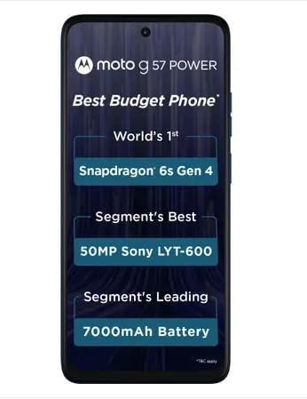 Motorola G57 Power 5G (Corsair, 8GB RAM, 128GB Storage) – Snapdragon 6s Gen 4, 7000mAh Battery & 50MP Camera