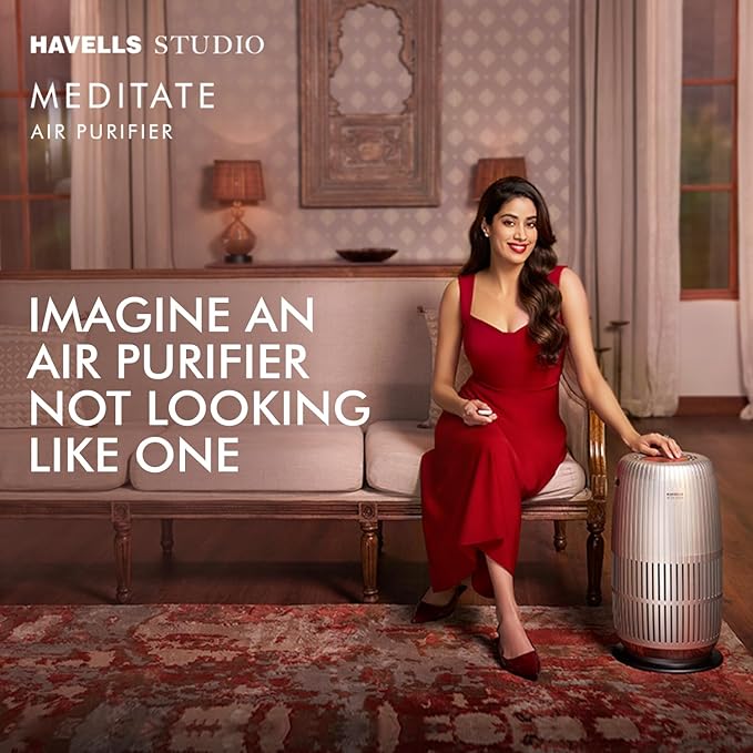 Havells Studio Meditate AP 250 Air purifier with SpaceTech Air Purification Technology | Remote Control with TiO2 module & Integrated H14 HEPA filter (Silver Satin)