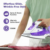 Havells Husky 2200W Steam Iron: 40g/min Steam Burst, Ceramic Soleplate, Anti-Scale (Purple)