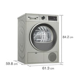Bosch 9 kg Fully Automatic Front load Condenser Tumble Dryer (2024 Model, WPG24108IN, 5 Drying Options, 14 Programs, Allergy Plus, 100% Drying with 0% Effort, Inbuilt Heater, Silver)