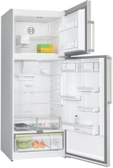 Bosch Series 6 2-Door Free-Standing Fridge-Freezer with Freezer on Top, Brushed Steel, Anti-Fingerprint, Total No Frost (KDN76AID0I)