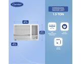 Carrier 1.5Ton 3 Star Window Inverter AC( Copper, Dust Filter, Estrella Exi White)