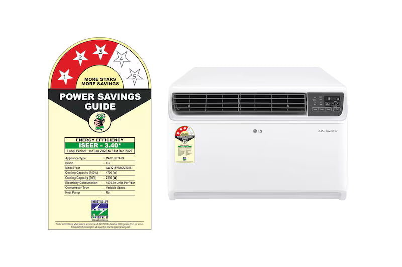 LG 1.5 Ton 3 Star Dual Inverter Window AC | 4-in-1 Convertible Cooling | Copper Tubes | Anti-Virus HD Filter | 2026 Model AW-Q18WUXA