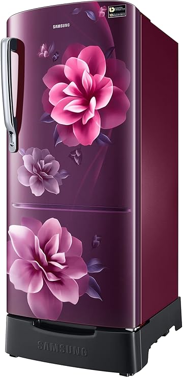 Samsung 183L 5-Star Direct-Cool Single Door Refrigerator with Digital Inverter, Base Stand Drawer (RR20D2825CR/NL, Camellia Purple Red)