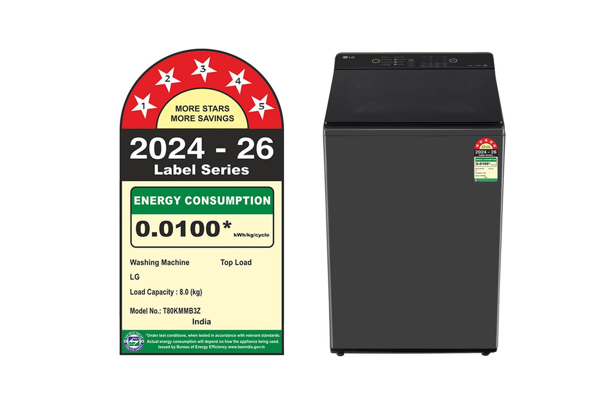 LG 8 kg 5 Star Top Load Washing Machine | T80KMMB3Z | Hard Water Wash, Middle Black