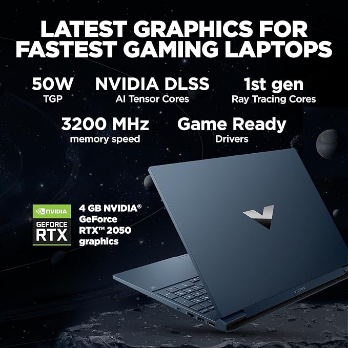 HP Victus Gaming Laptop,12th Gen Intel Core i5-12450H,4GB RTX 2050 GPU,15.6-inch (39.6 cm), FHD,IPS,8GB DDR4, 512GB SSD, Backlit KB,Dual Speakers(MSO, Blue,2.37 kg) FA1312tx