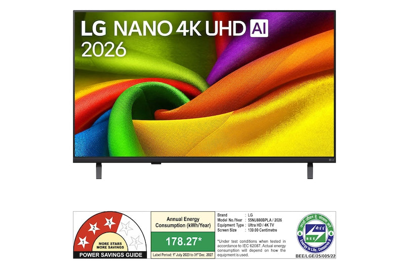 LG 55NU880BPLA 55 Inch (139 cm) NANO 4K Ultra HD Smart TV | α7 AI Processor 4K Gen9 | HDR10 Pro | 2026 Model