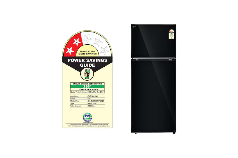 LG 466L Double Door Refrigerator,GL-T492EBMY, Wifi Convertible, Door Cooling+™, Black Mirror Finish, 2 Star