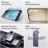 Oppo A6s 5G 4GB/128GB | Dimensity 6300, 6000mAh Battery, IP65 Rated, 120Hz Display, Purple