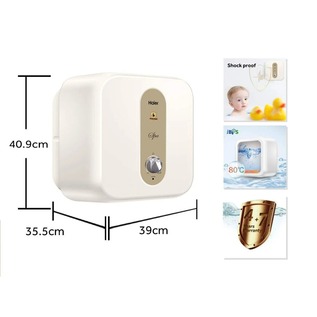 Haier ES15V-S1I 15L Storage Water Heater | Incoloy 800SS, 5 Star, 8 Bar, Shock Proof, Ivory