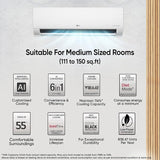 LG 1.5 Ton 4 Star DUAL Inverter Split AC (Copper, AI Convertible 6-in-1, VIRAAT Mode, Faster Cooling & Energy Saving, 4 Way Swing, HD Filter with Anti-Virus Protection, US-Q19JNYE, White)