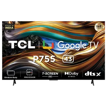 TCL 109.22 cm (43 Inch) Ultra HD (4K) Google TV, 43P755, Black