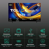 TCL P655 140 cm (55 inch) 4K Ultra HD LED Google TV with Dolby Audio (2024 model)