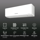 O General 1 Ton 2 Star Inverter Split AC (ASGG12CPAB-B-IND, Copper Condenser, White)