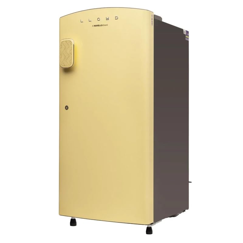 LLOYD 195 Litres 5 Star Direct Cool Single Door Refrigerator with Rapid Freeze Technology (GLDF215SPYT4LC, Pastel Yellow)