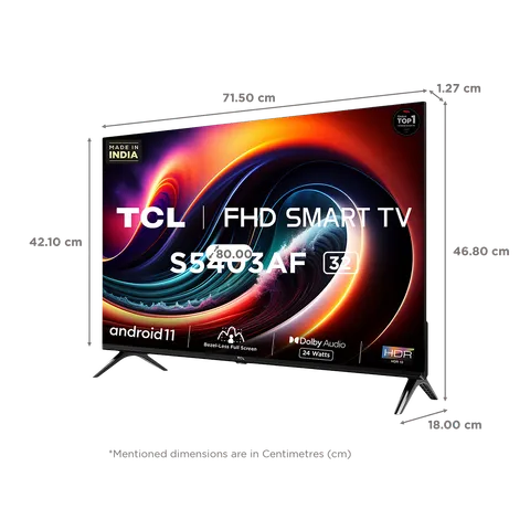 TCL 80.04 cm (32 inches) Bezel-Less S Series FHD Smart Android LED TV 32S5403AF (Black)