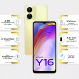Experience Luxury with Vivo Y16: 4GB RAM, 64GB Storage, Drizzling Gold