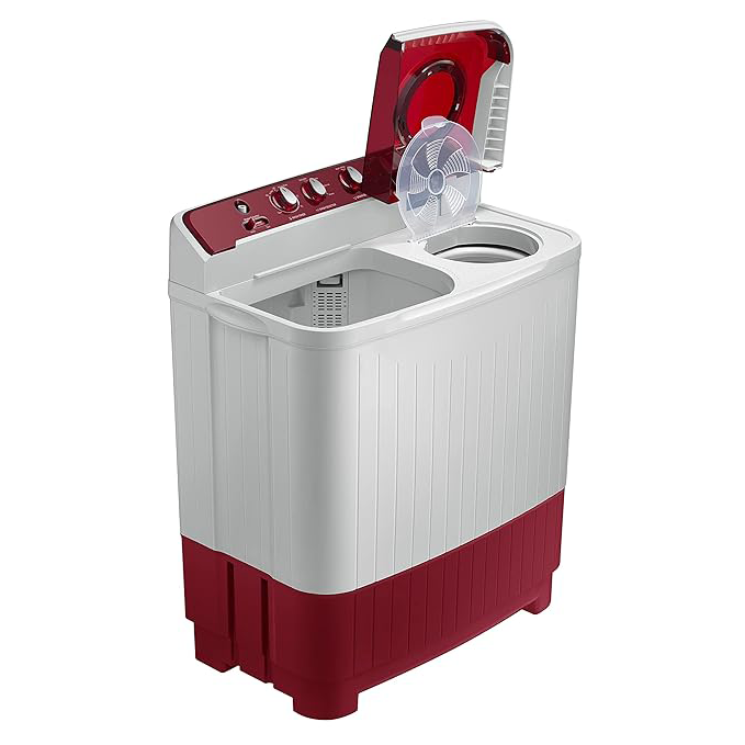 Washing Machine: Light Grey & Red model with Air Turbo Drying for effective cleaning.