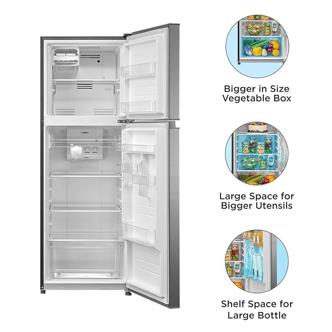 Midea 233 L 2 Star Frost Free Convertible, Real Inverter Double Door Refrigerator (MDRT359FGI50, Crystal Silver)