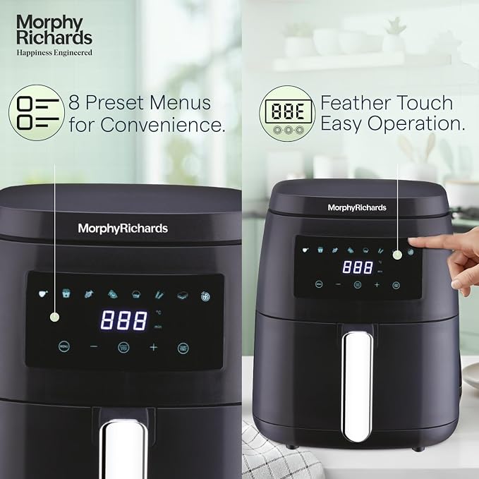 Morphy Richards Digital Air Fryer 5L: Rapid Air Circulation, Touch Panel (Black)