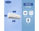 Carrier 1.5 Ton 3 Star Flexicool Inverter Split AC (Copper, Convertible 6-in-1 Cooling,Insta Cool, Xcel Edge Exi White)