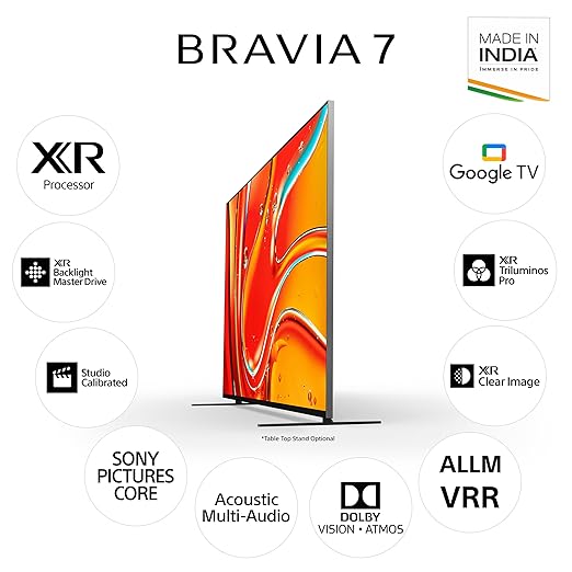 Sony 139 cm (55 inches) Bravia 7 4K Ultra HD AI Smart Mini LED Google TV K-55XR70 (Black)