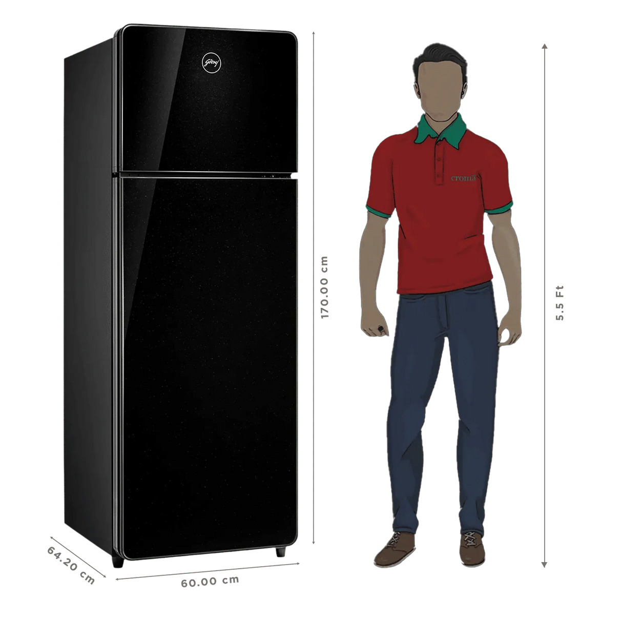 Godrej 272L 2 Star Frost Free Bottom Mount Double Door Refrigerator | Inverter | Black | RT EONCRYSTAL 310BN RI OB (2026)