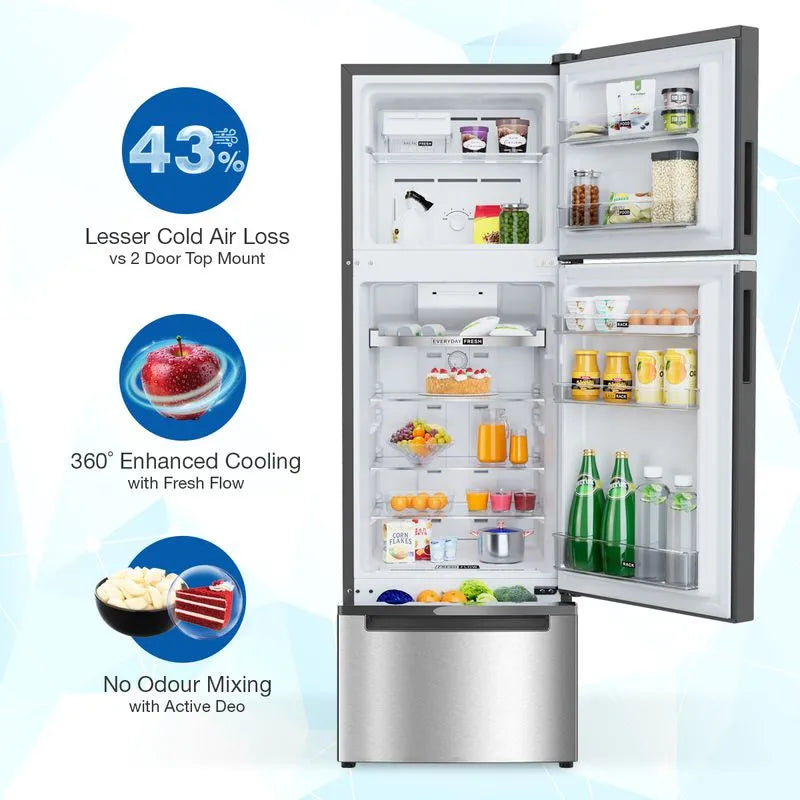 Whirlpool Protton NXT 237L 2-Star Frost Free Triple Door Refrigerator (22355, Inverter, Stabilizer-Free, Fresh Flow Cooling)