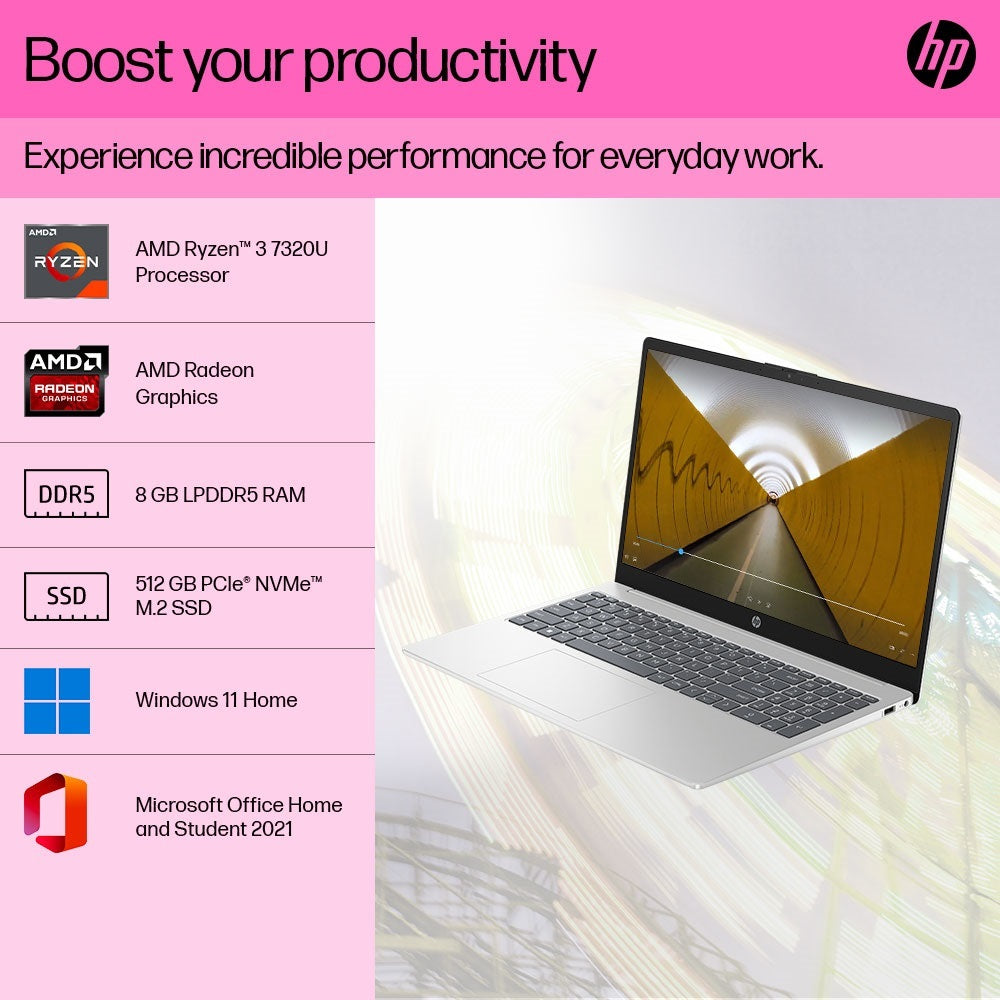 HP AMD Ryzen 3 7320U/8GB DDR5-5500 SDRAM/512GB SSD/AMD Radeon