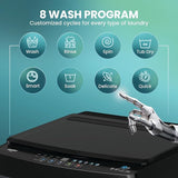 Haier 8 Kg 5-Star Fully Automatic Top Load Washing Machine | Oceanus Wave Drum, 8 Wash Programs, Magic Filter (HWM80-310BK, Black)