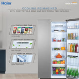 French Door Refrigerator - Haier 630L, convertible Inox Marine design for optimal home cooling.