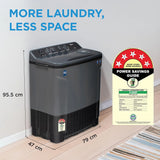 Midea 8 Kg 5 Star Semi Automatic Top-Load Washing Machine Black Grey (MWMSA085GPG )(KG), Rat Away Feature, Air Jet Dry IPX4 Protection)