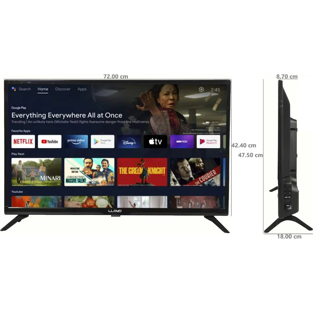 Lloyd 80.28 Centimeter (32) 32HS411F HD Ready Android Smart LED TV (Black)