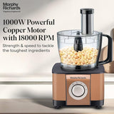 Morphy Richards Icon Superb 1000W Food Processor: 11 Attachments, 3.2L Bowl (Glazing Copper)