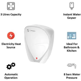 AO Smith 3L Instant Water Geyser (3 kW) – Compact and Powerful Heater in White.