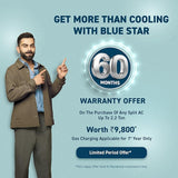 Blue Star 2 Ton 5 Star, Inverter Split AC (Copper, Convertible 5 in 1 Cooling, Multi Sensors, Dust Filter Blue Fins, Self Diagnosis, IC524DNUR,White)