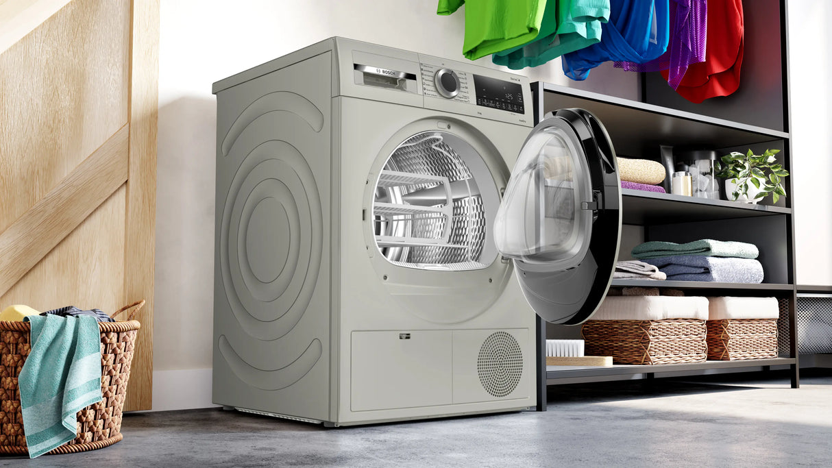 Bosch 9 Kg Silver Inox Tumble Dryer – Series 4 Condenser Model WPG24108IN