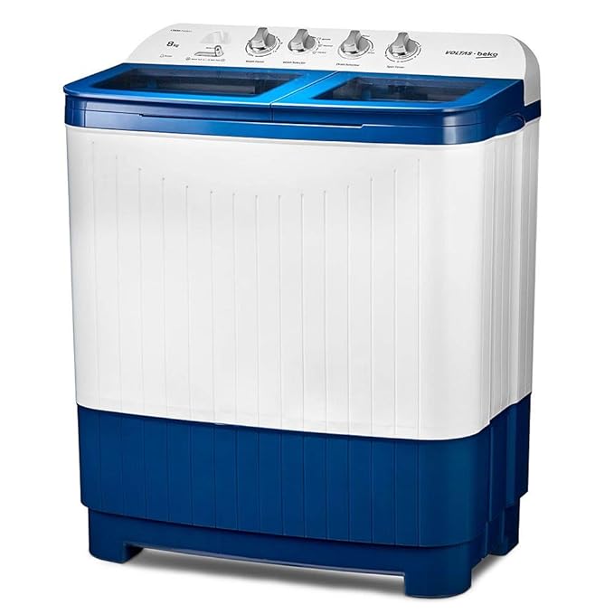 Voltas Beko 8 Kg 5 Star Semi Automatic Top Load Washing Machine (WTT80DBLG, Sky Blue)