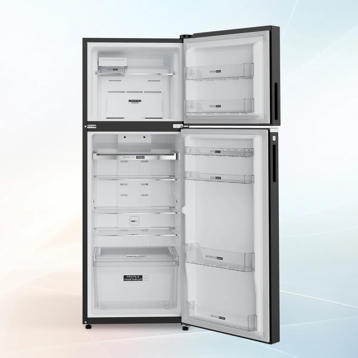 Whirlpool Intellifresh Pro 327L Convertible Refrigerator 2 Star Frost Free Double Door Smart Inverter Gravity Black Fridge