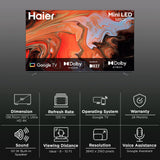 Haier H55M80FUX 55” 4K Ultra HD Mini LED Google TV – Voice Control, Smart Features (2025 Model)