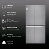 LG 650 Litres 3 Star Frost Free Side by Side Refrigerator with DoorCooling Plus Technology (GL- B257HPZ3, Shiny Steel)