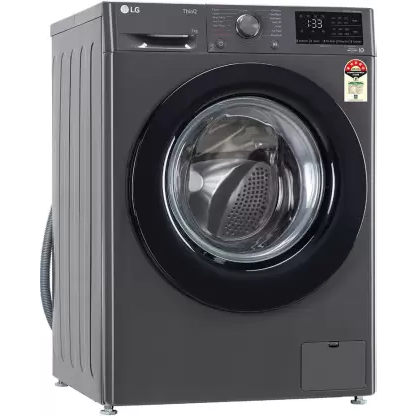 Chic & Powerful: LG 7kg Front Load in Stylish Black.