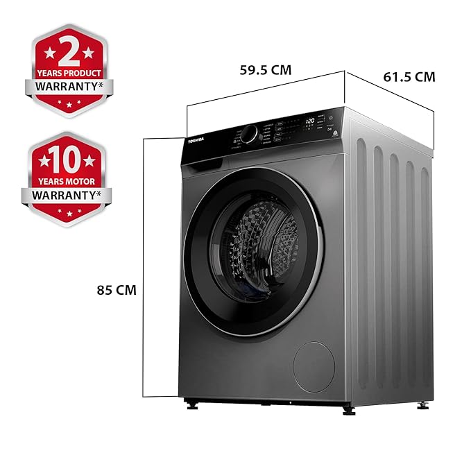 TOSHIBA 9 Kg Inverter Fully Automatic Front Loading Washing Dryer (‎TW-BJ100M4-IND(SK) Premium Silver)