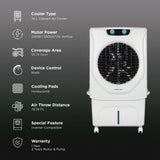 Bajaj Shield Chisel 74L Desert Air Cooler – Turbo Fan Technology, 4-Way Swing, White