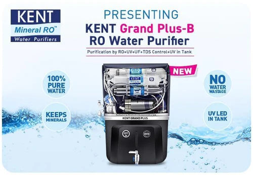 KENT Grand Plus-Black RO Water Purifier 20 L RO + UV + UF + TDS Control + UV in Tank Water Purifier  (Black)