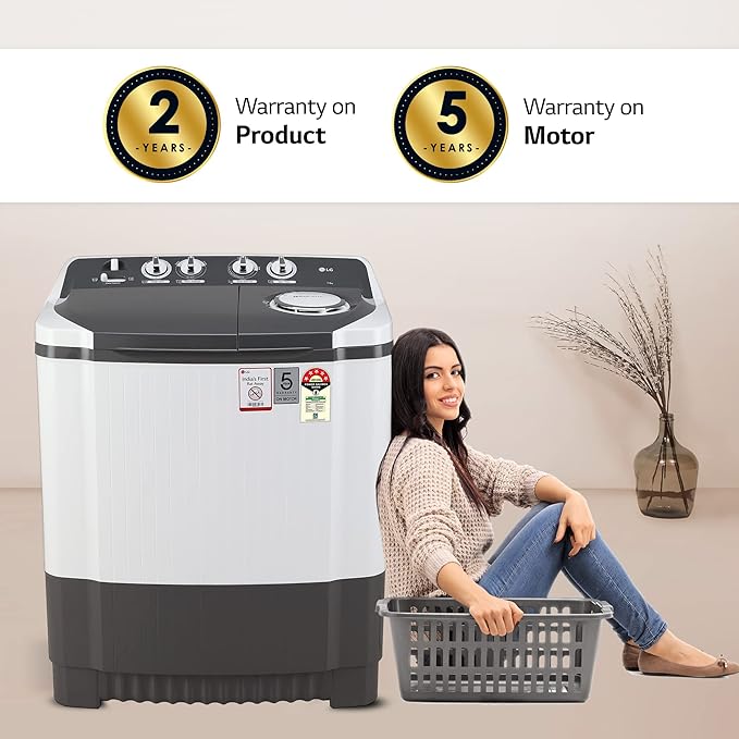 LG 7 Kg 5 Star Wind Jet Dry Semi-Automatic Top Loading Washing Machine (P7020NGAZ, Dark Gray)